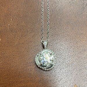 2 Carat Moissanite & Silver Pendant Necklace